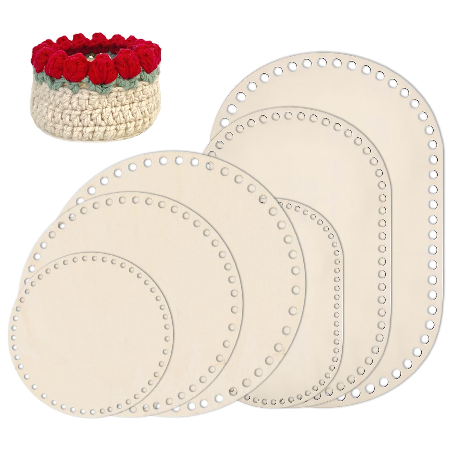 Wooden Basket Bottom, Blank Wooden Crochet Basket Base Bottom 10/15/20/25/30cm Wood Baskets Bag Bases for Crocheting DIY