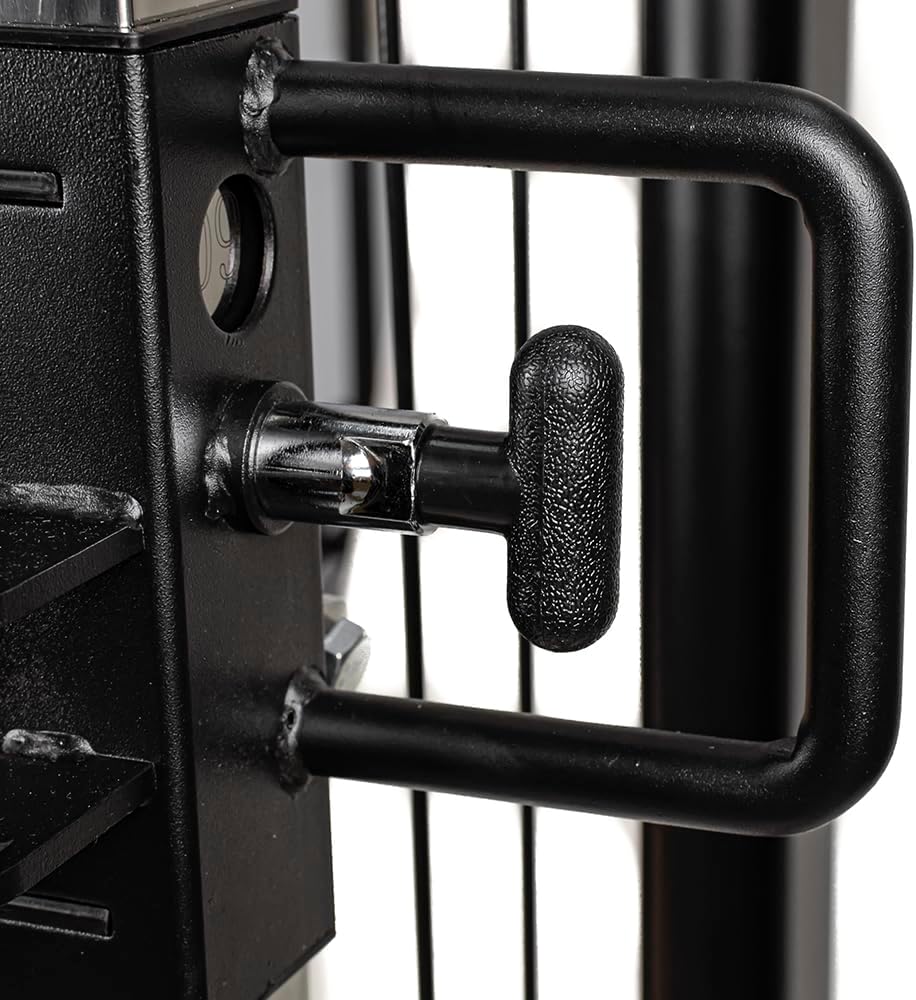Close-up of an adjustment knob mechanism on the fitness equipment.