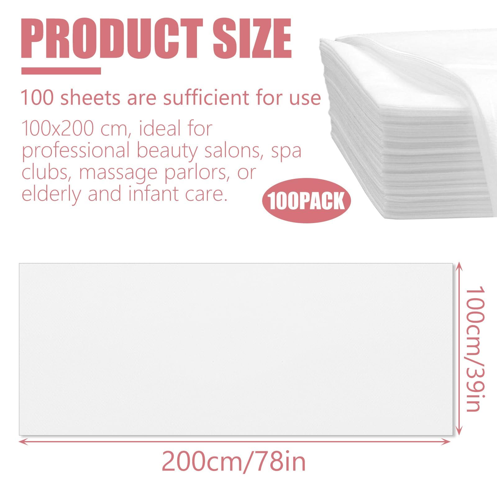 YAYODS 100 Stück Einweg Bettlaken Massageliege Bezug 100 x 200cm Vliesstoff