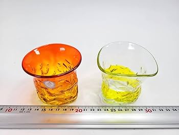Amazon.co.jp: 長期保管セット売り琉球ガラス 三角グラス ペア