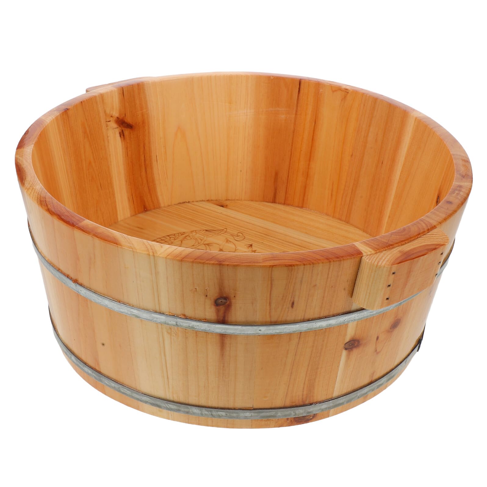 Hohopeti Fußbadfass aus Massivholz 36cm Durchmesser Tiefes Spa Fußbadbecken mit Ergonomischen Griffen Tragbare Fußwanne zur Muskelentspannung und Durchblutungsförderung