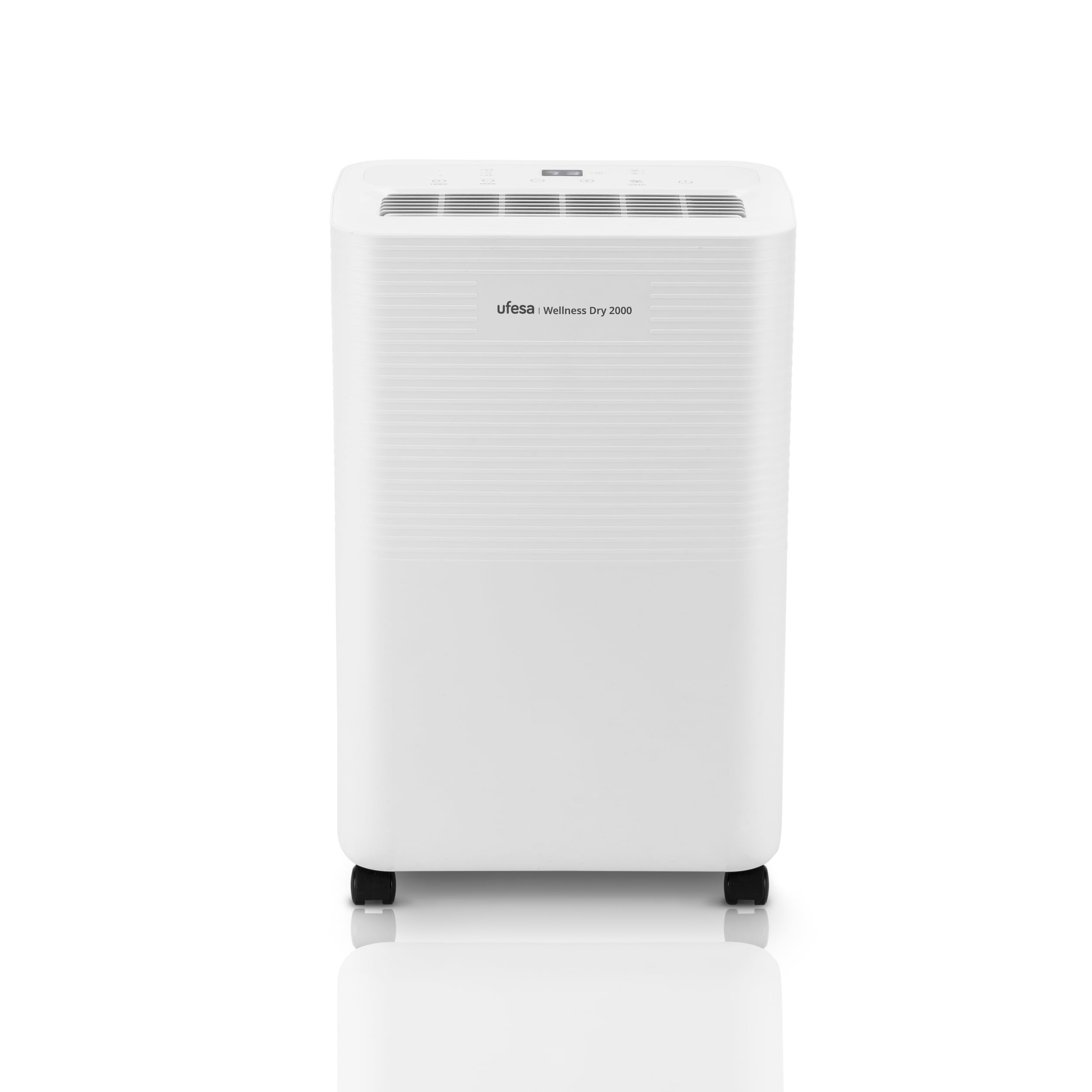 Ufesa Wellness Dry 2000 Deshumidificador 280W, 12L/24h, Silencioso 47dB con Panel Intuitivo, Función Secado Ropa, Sensor de Humedad, 2L capacidad, 2 Velocidades, Temporizador, Hasta 40m2