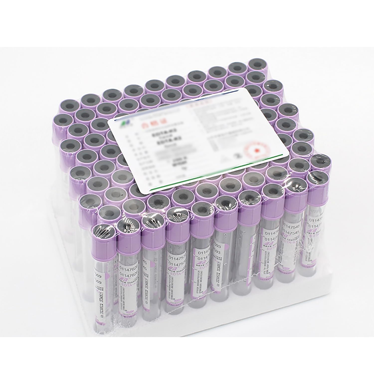 Próżniowe probówki do pobierania krwi, 100 szt. plastikowych probówek do krwi, probówki laboratoryjne 5 ml z fioletową górą, probówki wirówkowe do pobierania próbek krwi i użytku laboratoryjnego