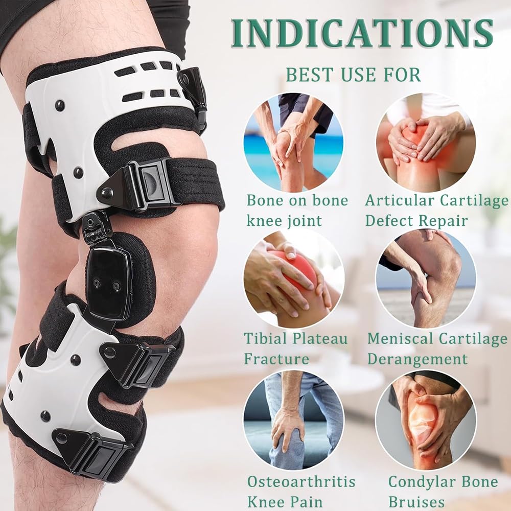 WYWY Rodillera Articulada Ajustable para Artrosis | Rodillera de Descarga Hueso con Hueso, Soporte Medial/Lateral | Universal Izquierda/Derecha | Confort y Soporte Óptimo de la Rodilla(Left)
