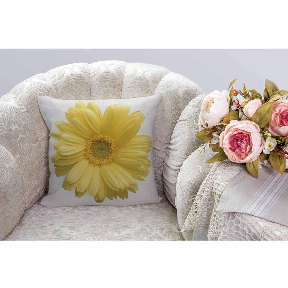 Federa Per Cuscino 45x45 Cm Con Girasole Stile Olio - Hgod Designs, Cotone E Lino Naturale, Cerniera Nascosta