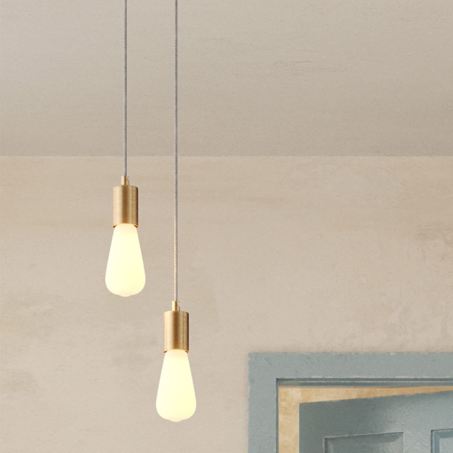 creative cables - Pendelleuchte mit Mehrfachaufhängung mit 2 Ausgängen, komplett mit Textilkabel und Metall-Zubehör - DIY-KIT, Ohne Glühbirne, Bronze satiniert