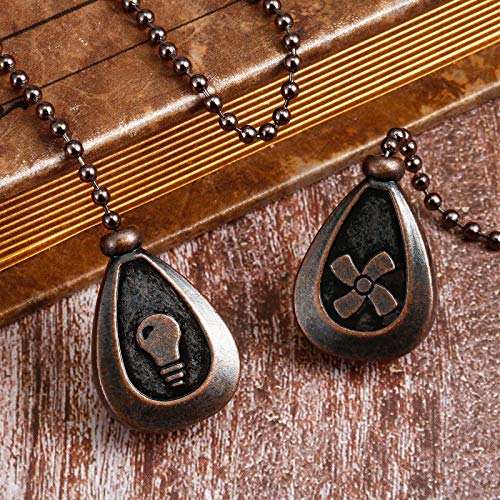 Image of 4 Pieces Ceiling Fan Pull Chain Extender Ornament 12 Inch Ceiling Pull Chain Extension Classic Drop Shaped Pendant Beaded Ball Cord for Fan Light lamp Decorative with Connector(Red Bronze)