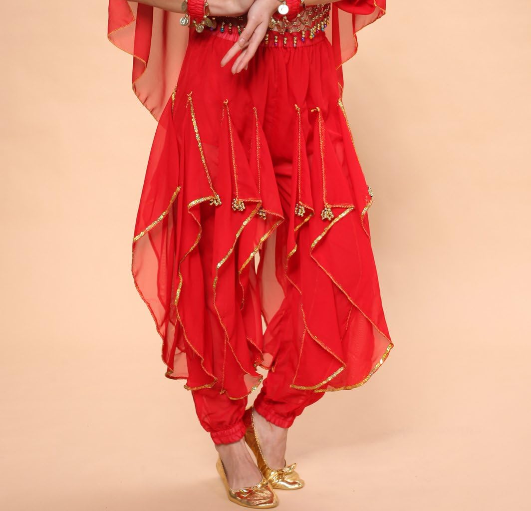 MUNAFIE Belly Dance Harem Pants - Tribal Costume Pants for Women, High Waisted Elastic Waistband, Soft Stretchy Fabric - Image 7