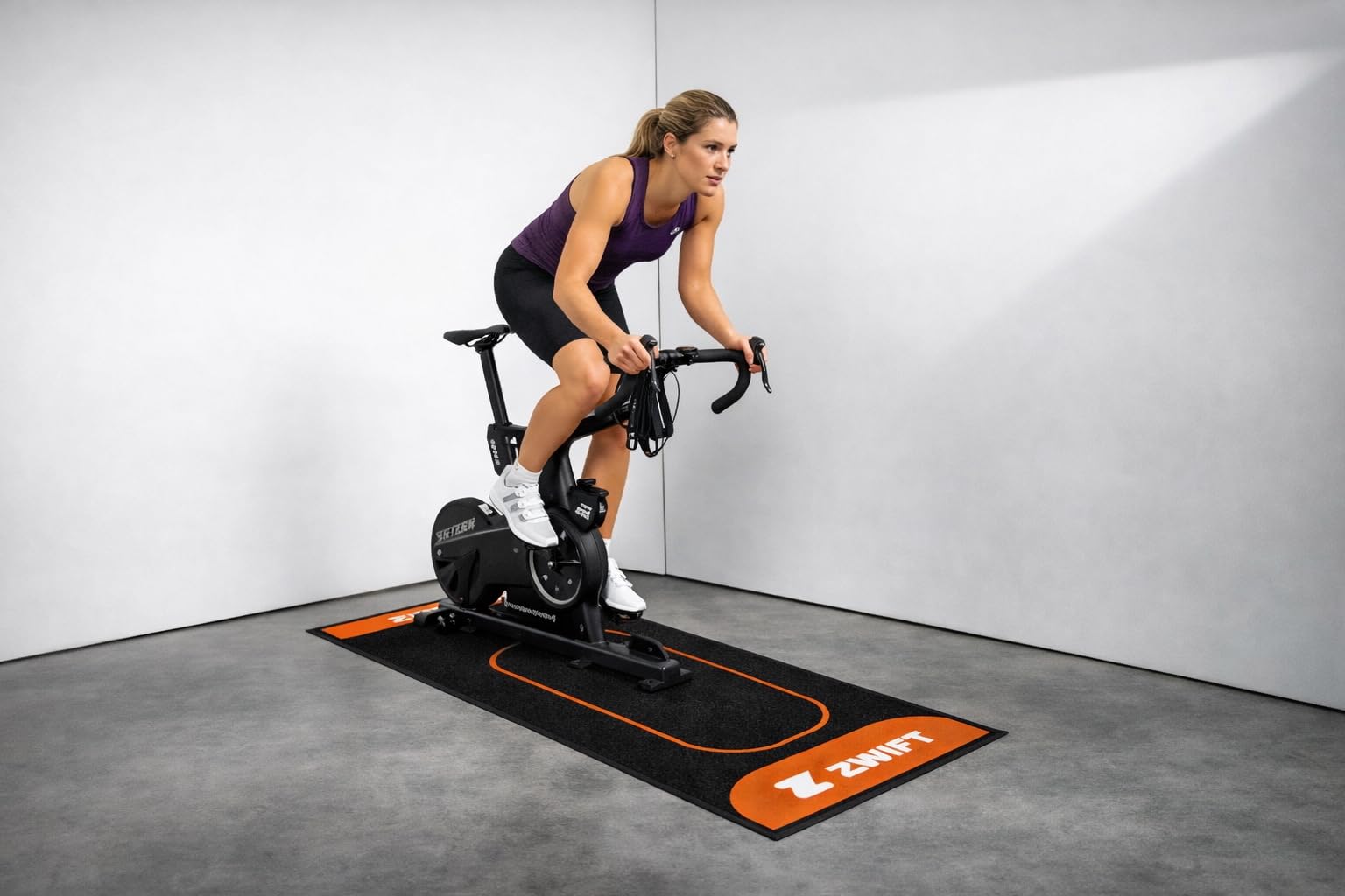 SIXTEN 65 x 180 Zwift - Tappetino per cyclette a casa, resistente alle vibrazioni e al rumore, protezione del pavimento per ciclismo indoor, durevole ed ecologico