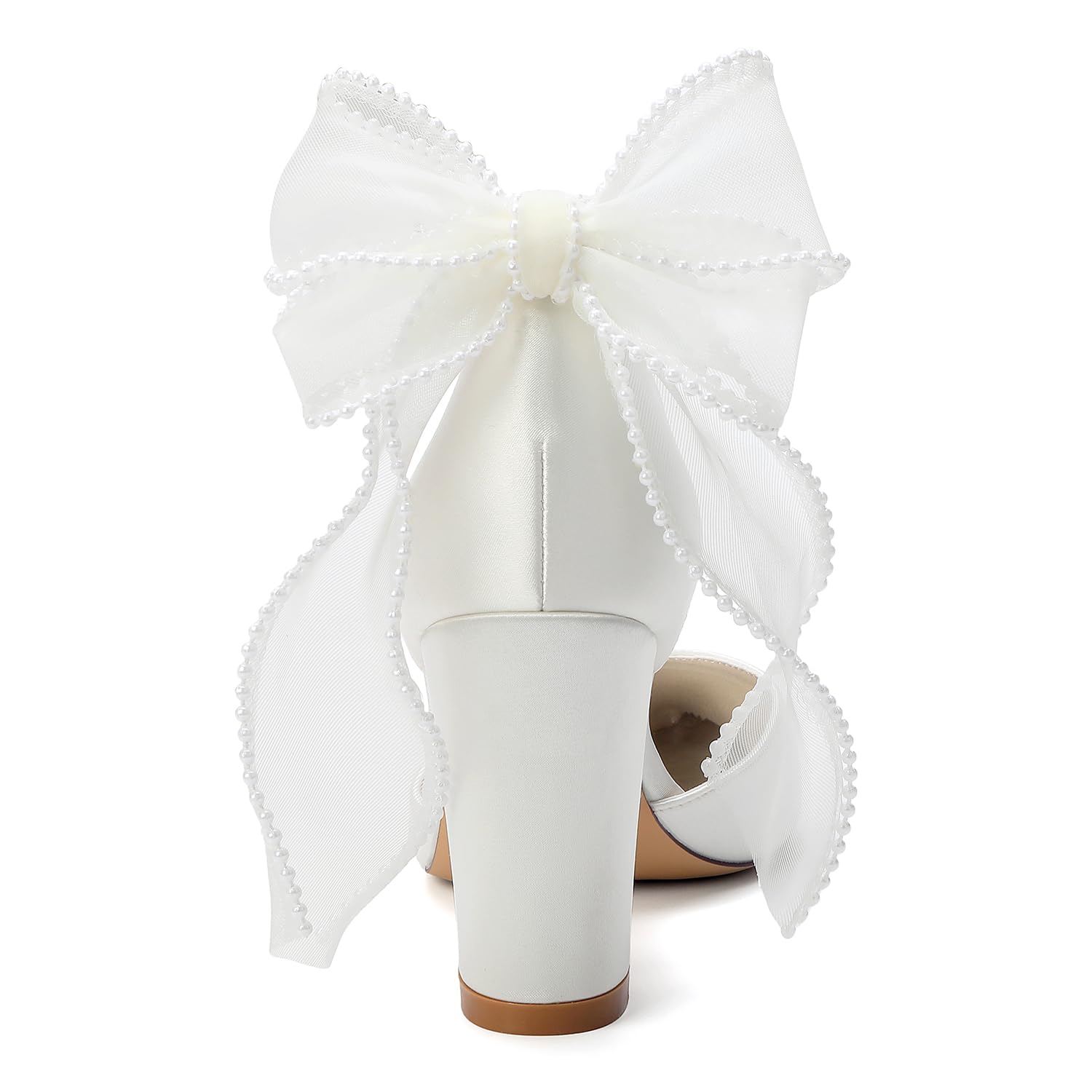 Scarpe col Tacco Donna con Fiocco e Cravatta A Nastro Elegante Scarpe da Sposa da Festa Tacco A Blocco 8.5CM