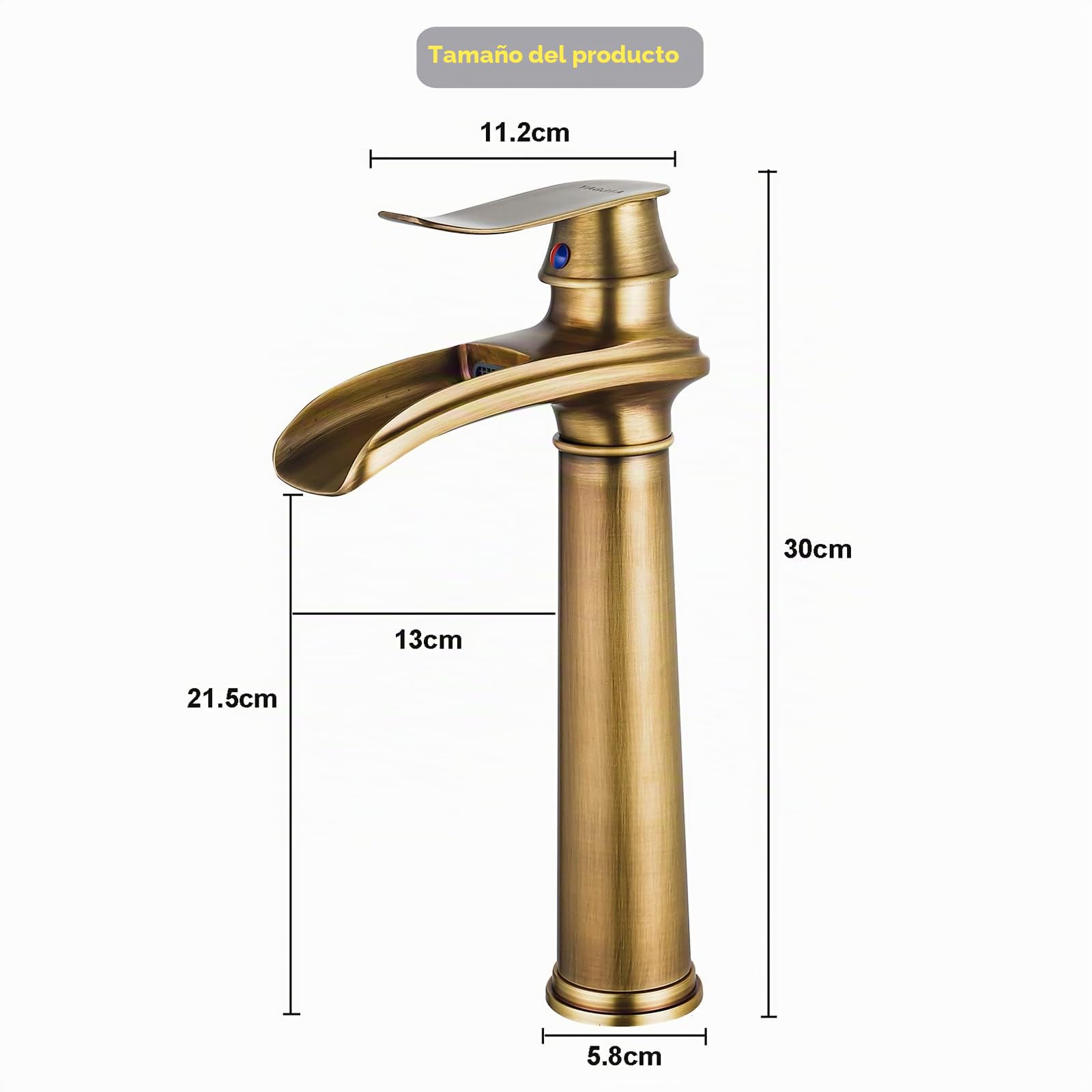 Grifo de baño alto antiguo, grifo de lavabo, cascada, retro, grifos de lavabo, latón, grifo de baño, grifo monomando monomando, caño alto para baño