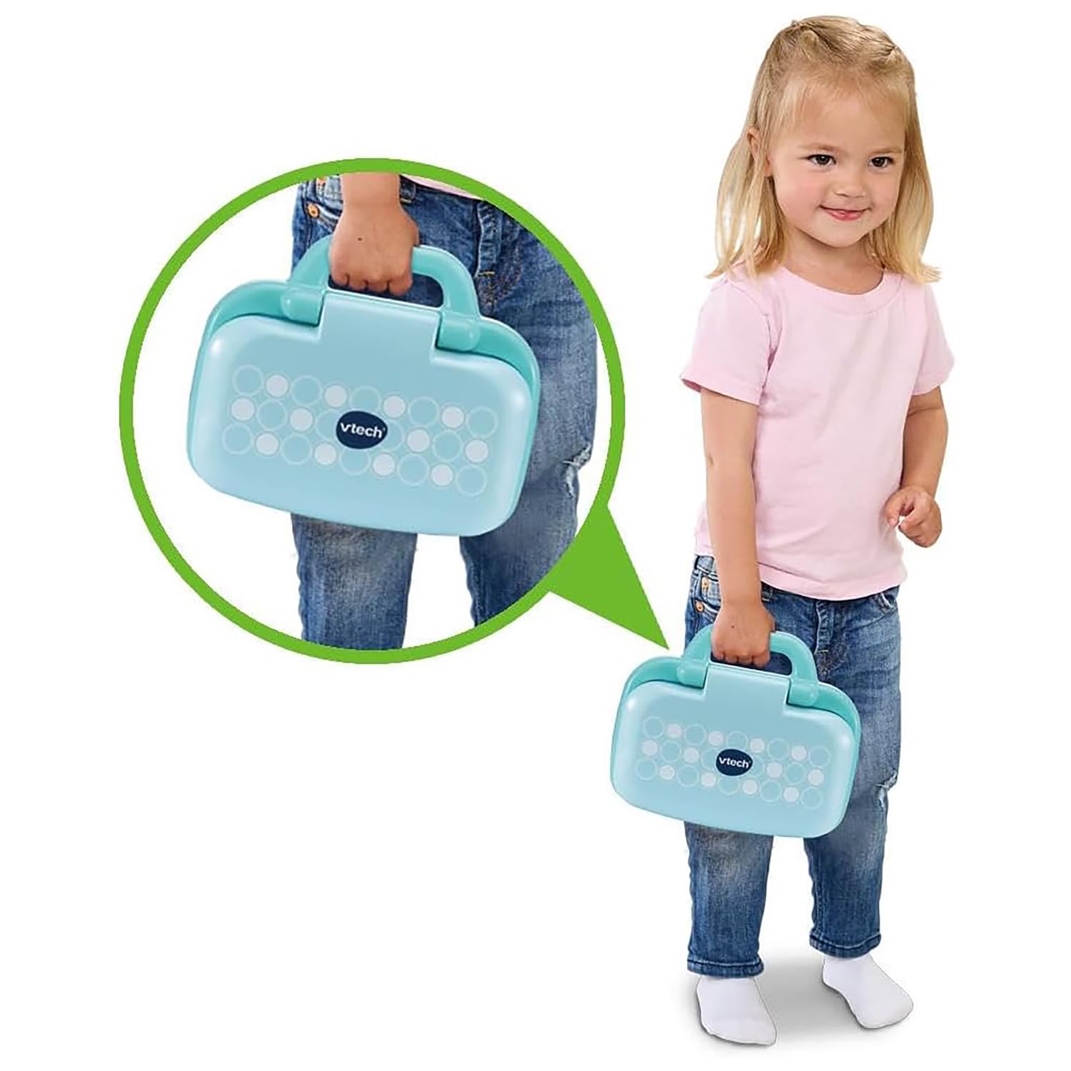 VTech Mój pierwszy komputer muzyczny, interaktywny komputer dla dzieci, komputer z 4 aplikacjami/grami, praktyczny uchwyt, gra dla dzieci z klawiaturą ABC, język włoski, baterie w zestawie, 2-5 lat