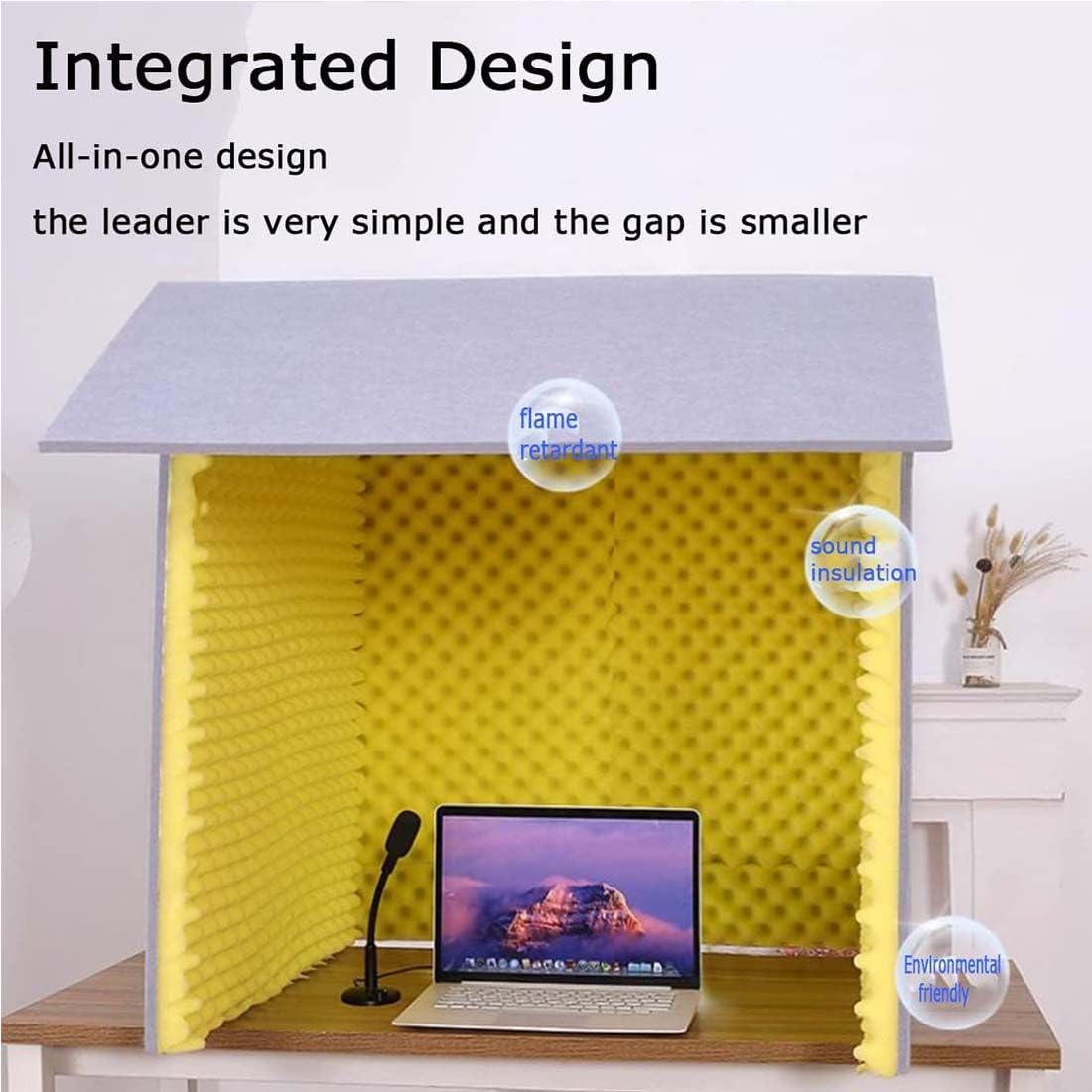 Cabina di Registrazione Portatile Pieghevole, Cabina Insonorizzata Portatile, Isolamento Acustico del Microfono per Registrazioni Vocali, Facile Installazione,Blue