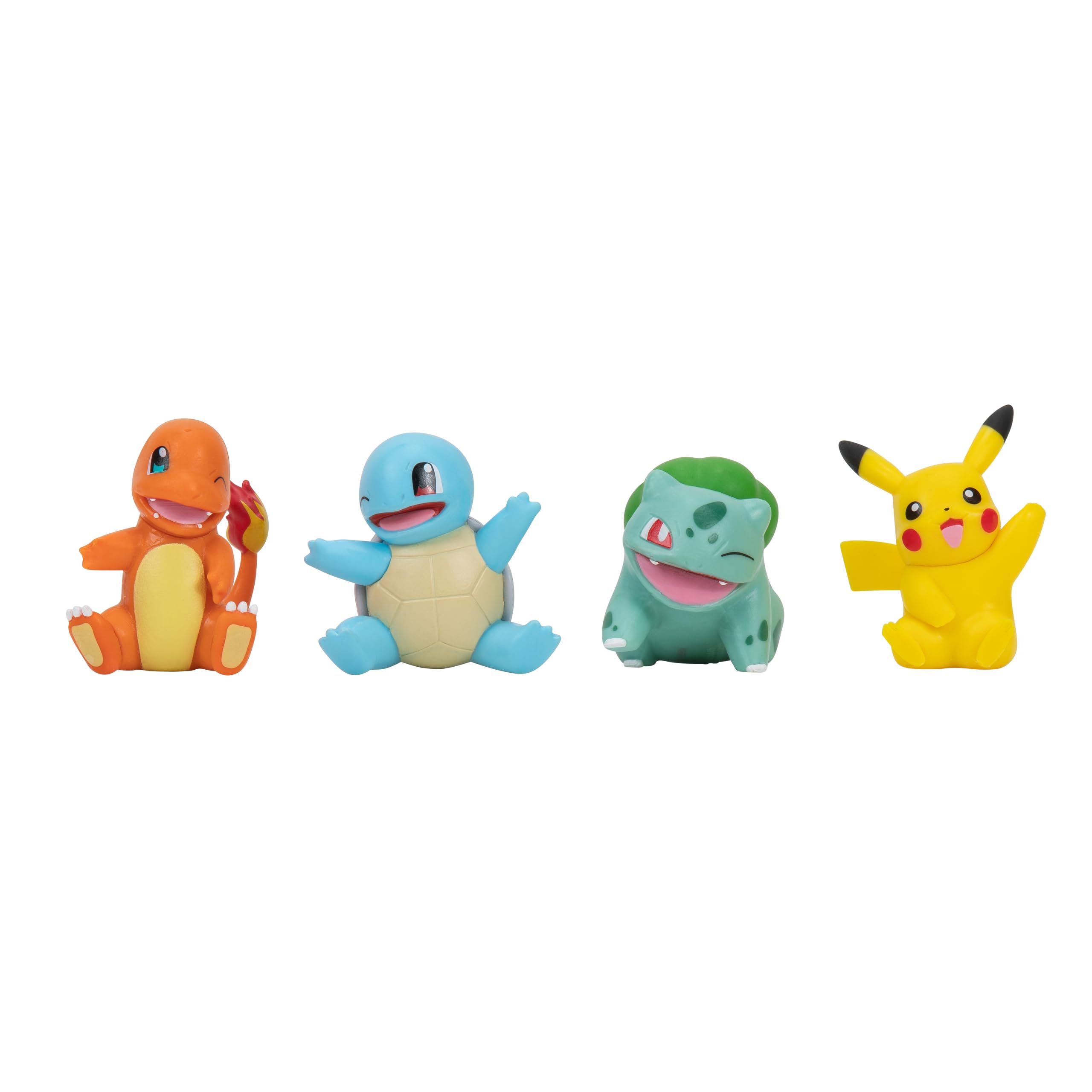 Bizak Pokemon Pack 4 mini personaggi della regione Kanto, Pikachu, Bulbasaur, Squirtle e Charmander, prodotto ufficiale, collezionisti fan della serie anime e per bambini dai 4 anni in su, (63222977)