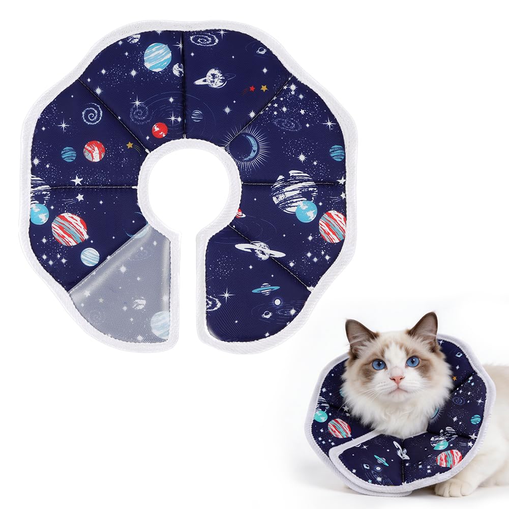 ABOHU Cat Cone Collar Soft, Adjustable Cat Recovery Collar to Stop Licking Protective Cats Neck Cone After Surgery, Anti-Bite Lick Wound Healing Safety Cone for Small Animal Cats Kittens Puppies, XS