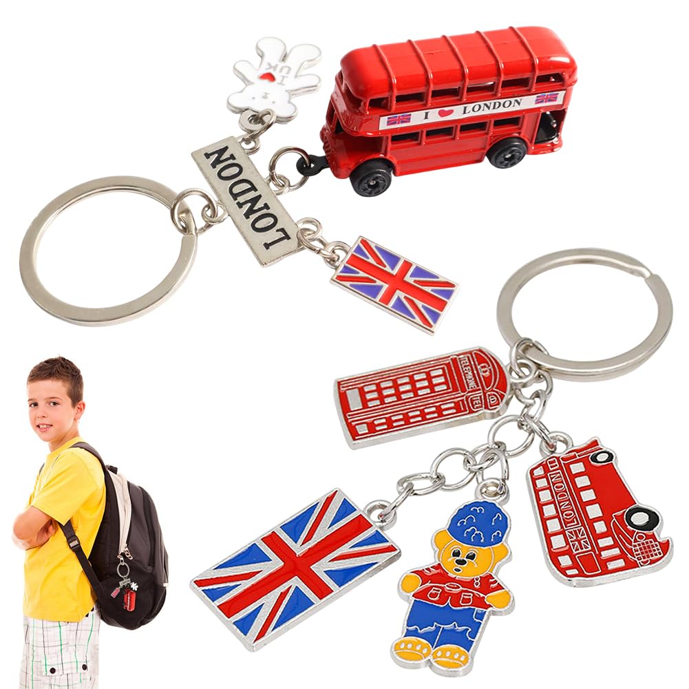 MIFKLMV 2 London Keyrings London Landmarks Keychain British Keyrings London 3D Bus Key Chain Metal British Miniature Gift Breloc England Keychains