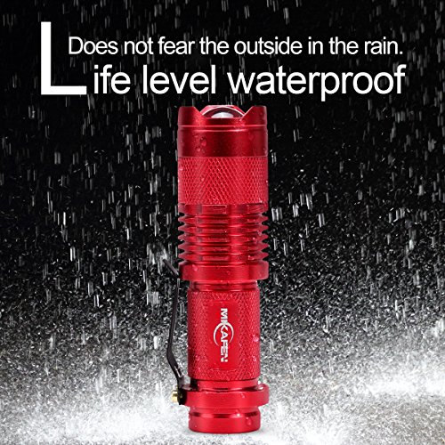 5 Pack Mini Flashlights Led Flashlight 300Lm Adjustable Focus Zoomable Light (Red Body,White Light) #TOP4