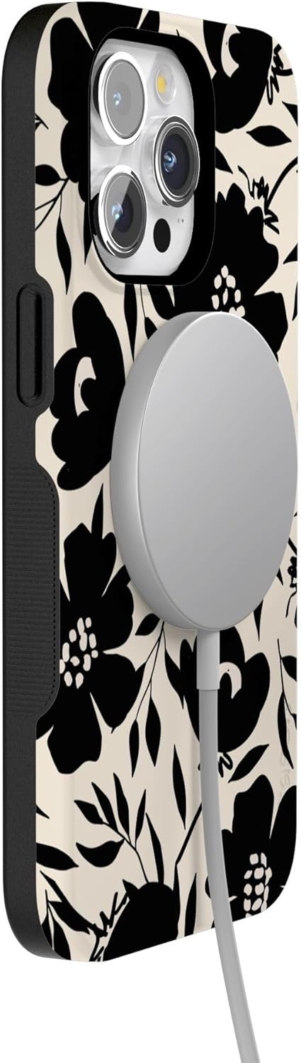Casely iPhone 15 Pro Case | Dark Fantasy | Contrast Floral | Bold Protective Design | Compatible with MagSafe