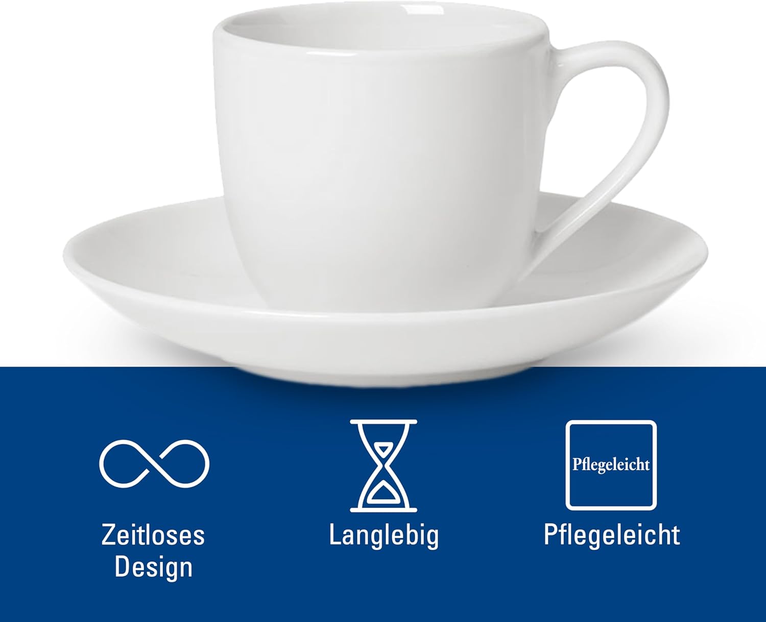 Villeroy & Boch For Me Espresso Cup & Saucer : Set of 2, Premium Porcelain, White