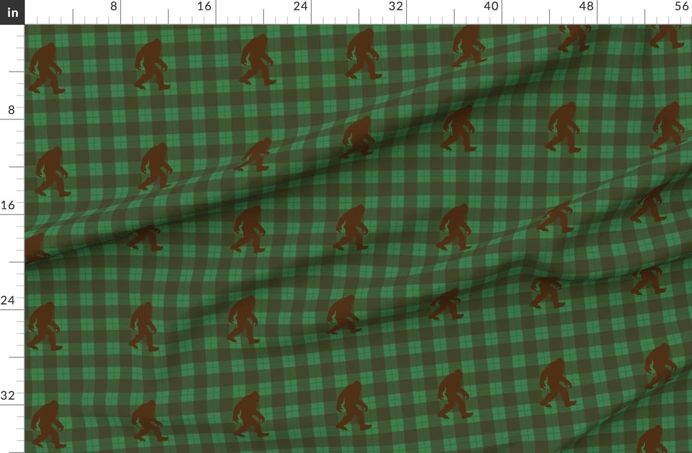 Spoonflower Fabric - Bigfoot, Plaid, Myth, Woodland, Pacific, Northwest, Mythical, Printed on Polartec(R) Fleece Fabric by The Yard - Sewing Blankets Loungewear and No-Sew Projects