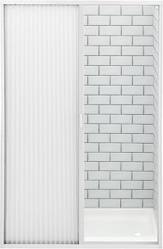 RecPro RV Pleated Folding Shower Door and Frame | Sliding, Retractable, Wrinkle Free (White, 48 x 67)