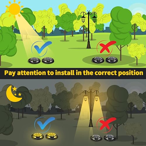 Miniatura 6 de ANKUNABA Luces solares de tierra, paquete de 8 luces LED impermeables de disco para exteriores, iluminación de camino de paisaje para jardín,