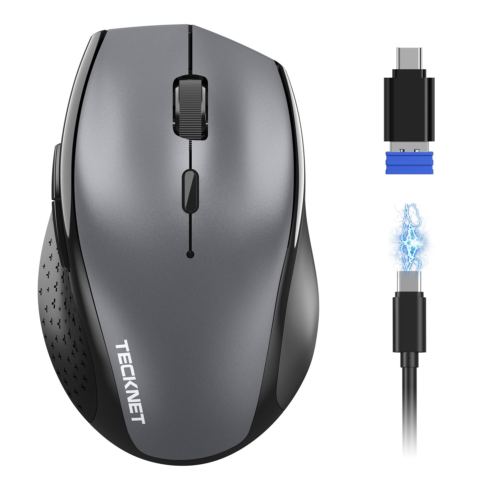 TECKNET PRO Bluetooth Maus Kabellos(2 BT 5.0+ 2,4 GHz) 6400 DPI Funkmaus