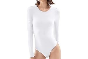 Women Long Sleeve Bodysuit Collection: Second-skin Feel White Bodysuits for Women