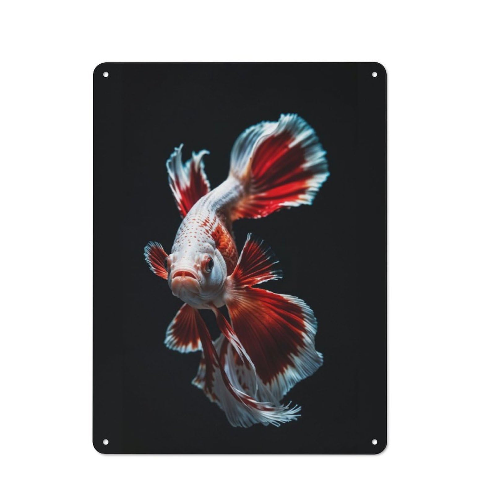 Junmoney Colorful Betta Fish Rustic Metal Sign 40X30cm For Hallway Wall, For Collectors Of Rustic Metal Wall Decor