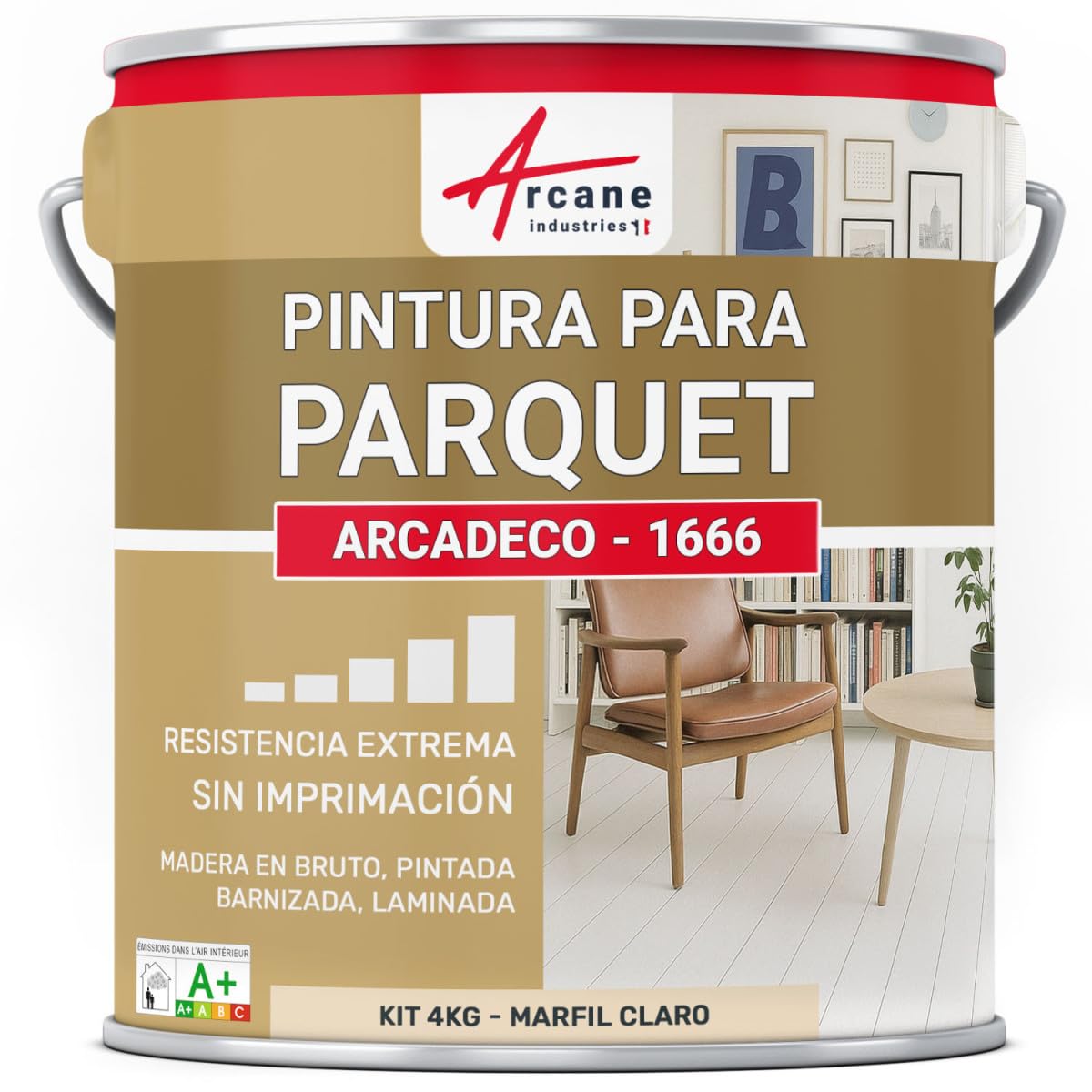 Pintura Parqué Madera y Suelo Laminado Aterciopelado - ARCADECO 4 kg Marfil Claro