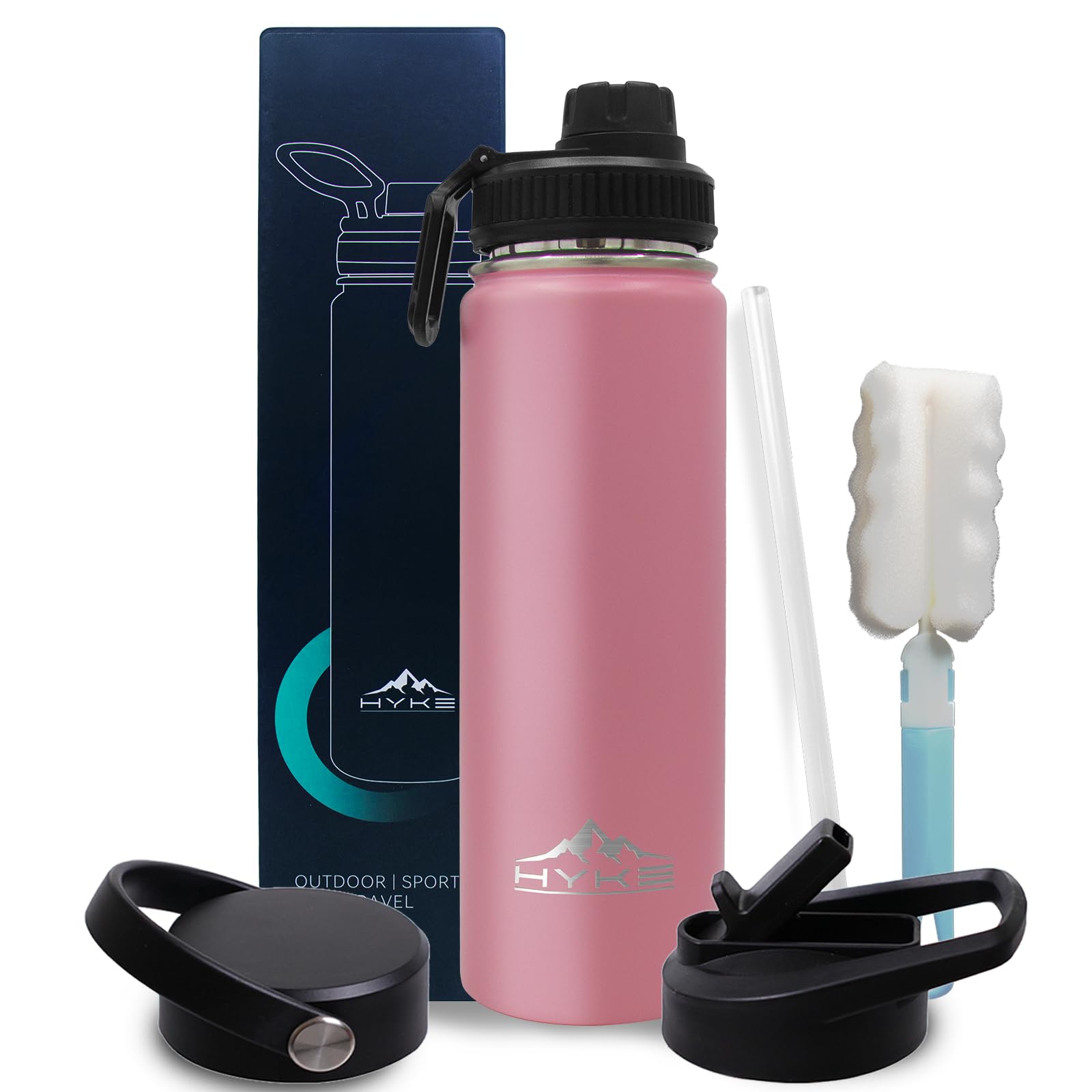 U2PICK Vacuum Insulated Water Bottle 700ml (24OZ) Leakproof Outdoor Mug with 3 Replaceable Cup Lids for Cycling Running, Gym