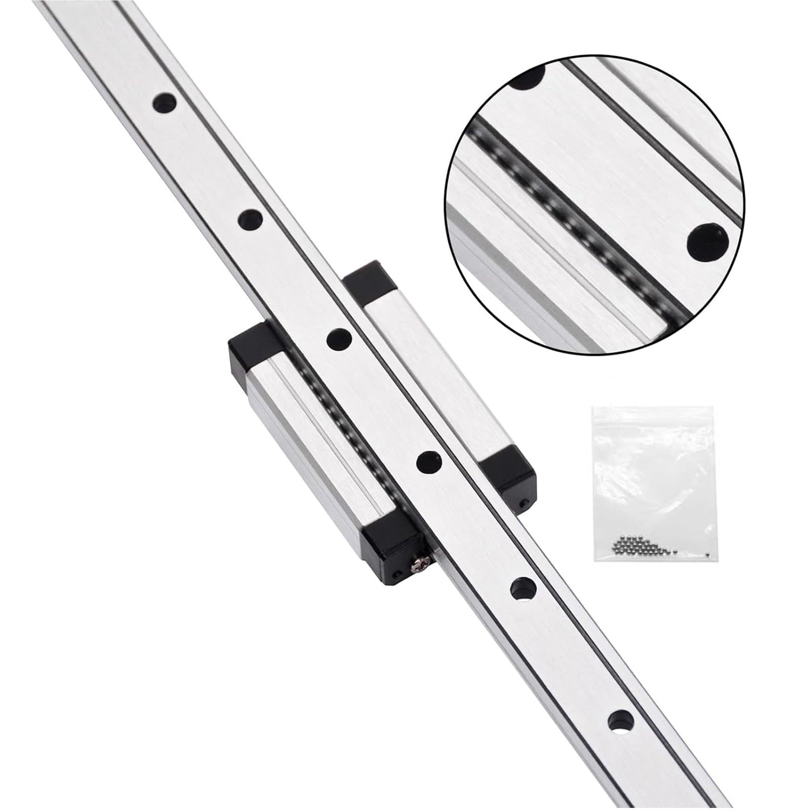 MGN12 Rail de guidage linéaire avec bloc de chariot MGN12H en acier inoxydable noir pour imprimante 3D et machines à faire soi-même (type H, 400 mm)