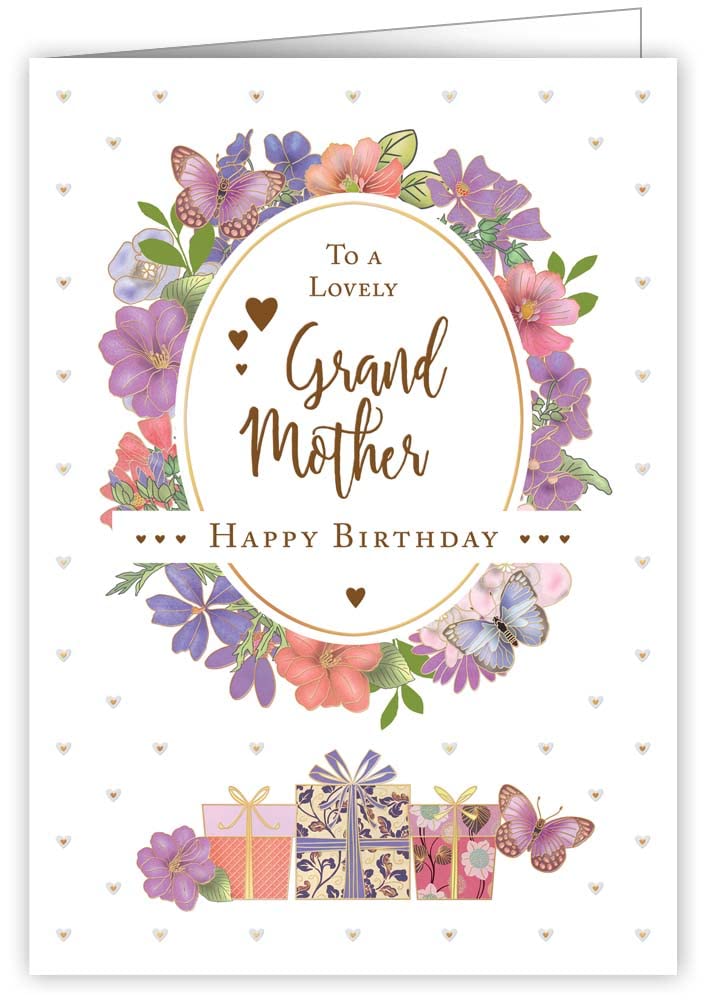 Quire Mac Classic Card Happy Birthday Grandmother, Pink/Purple, 115 x 163mm