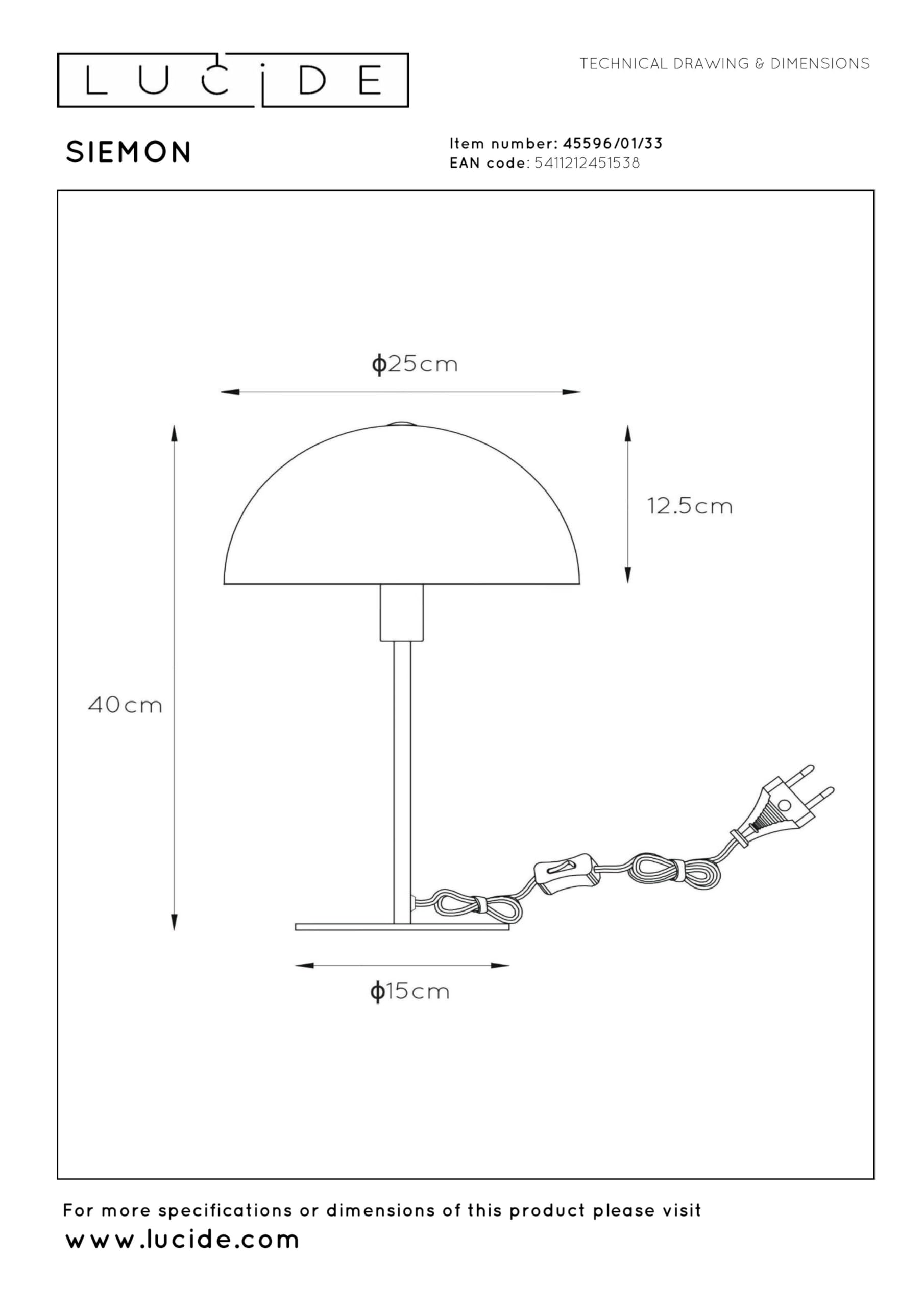 LUCIDE SIEMON - Tischlampe - Ø 25 cm - 1xE14 - Grün