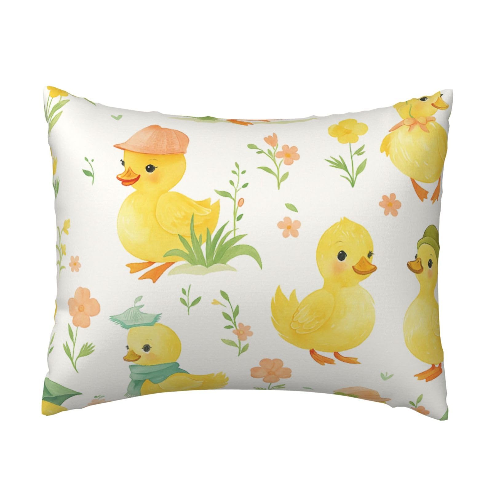 Cute Duck and Flower Pillowcase Soft Plush with Zipper Decorative Pillowcovers 16x20 in