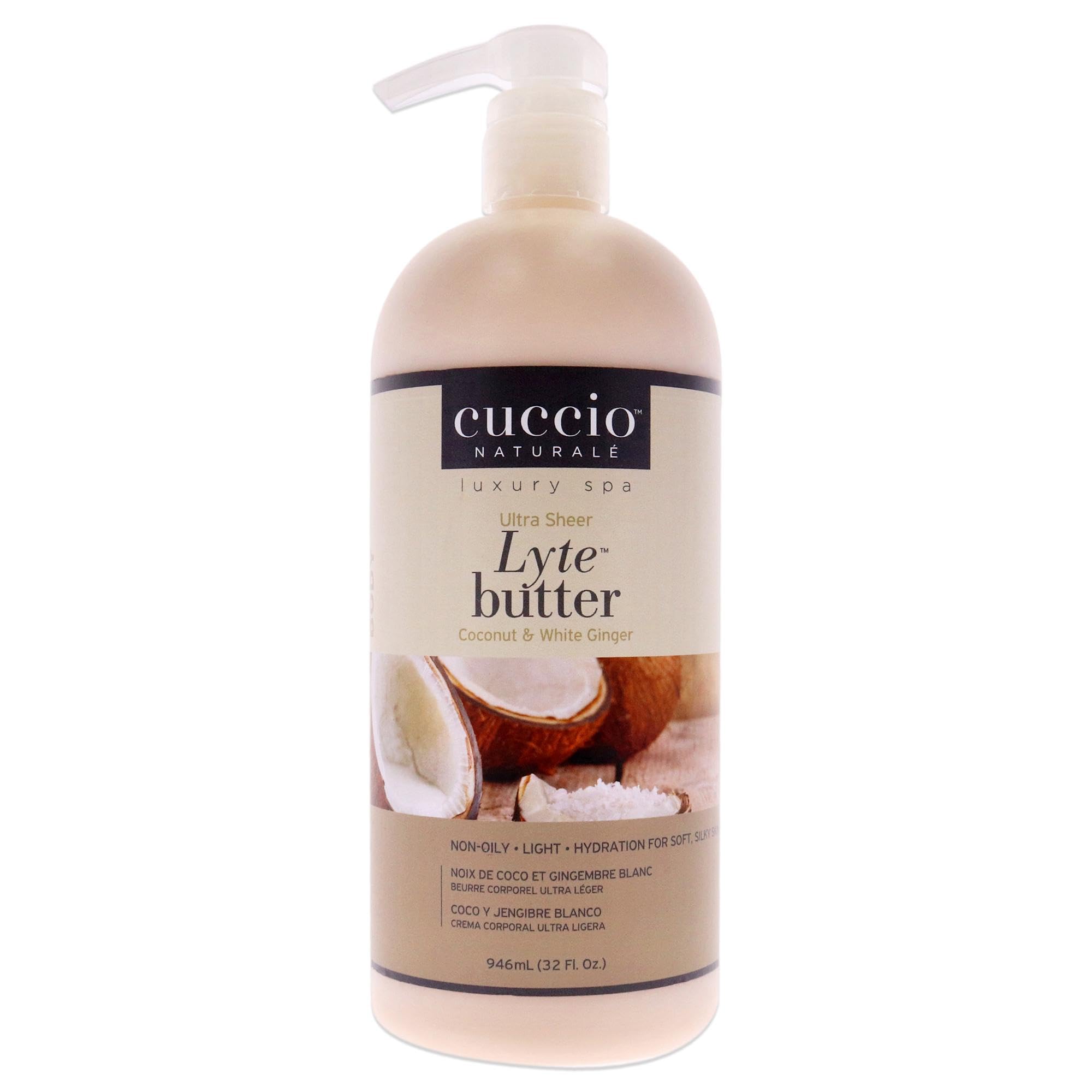 Cuccio - Ultra Sheer Lyte masło - kokos i biały imbir - dla unisex - masło do ciała - 32 oz