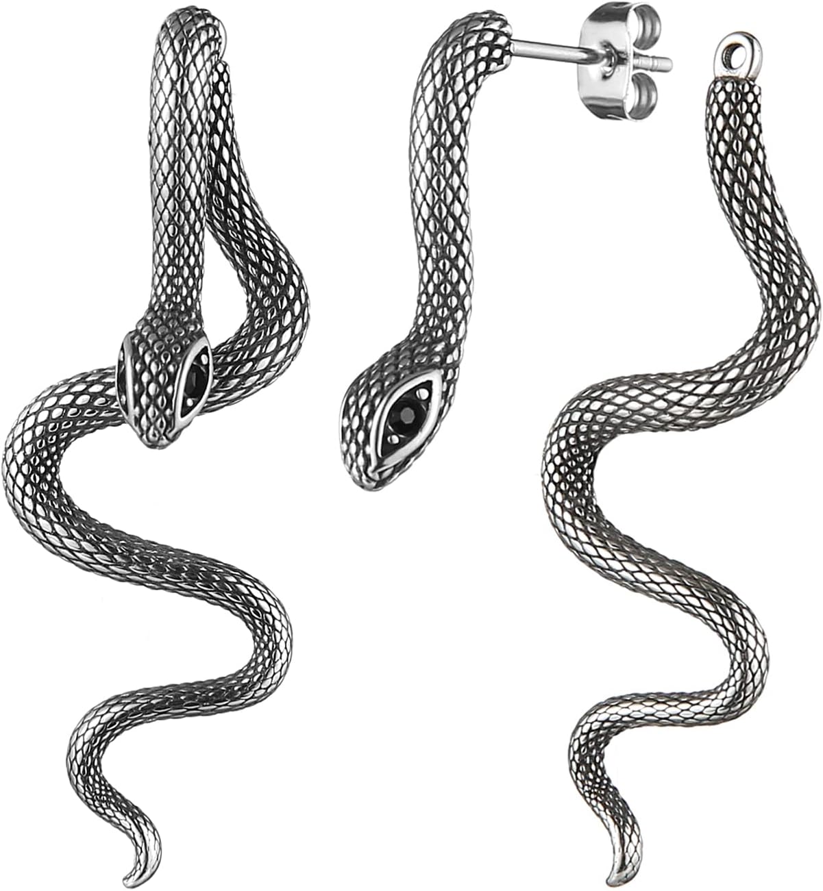 Retro Snake Earrings for Women Stainless Steel Gothic Punk Snake Stud Earring Biker Party Jewelry Gift