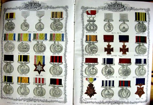 Medalla de Guerra Británica 1890 con réplica de la Cruz Victoria de Egipto para coleccionistas