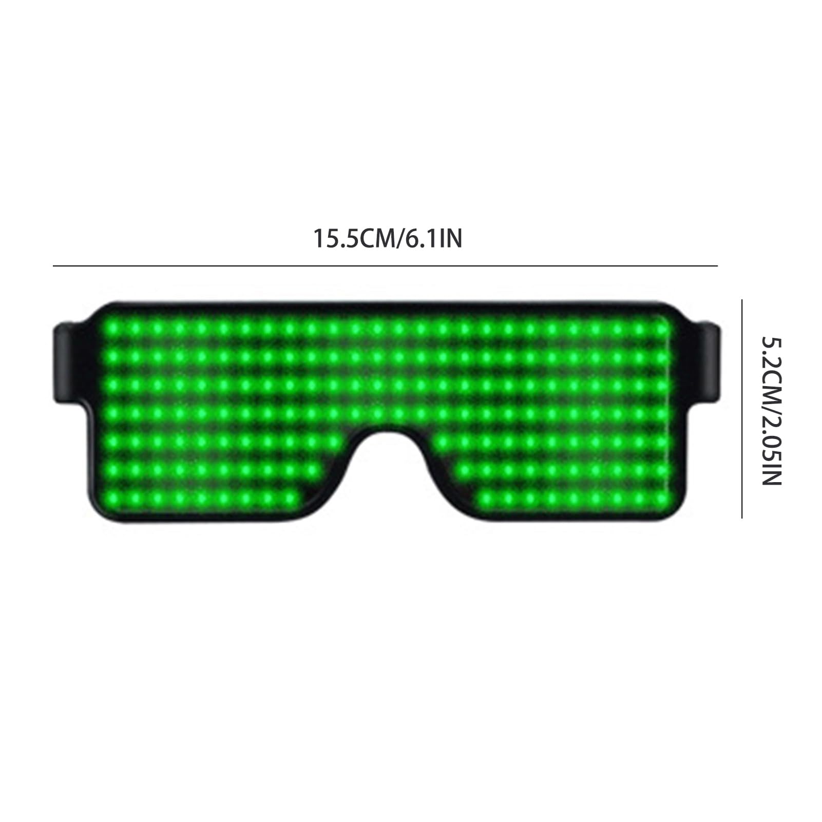 lvifloae LED Lighted Glasses USB Rechargeable 8 Patterns Luminous Eyeglasses for Daily Decoration Bar Club KTV Party Costumes Patterns Luminous Glasses (Green)