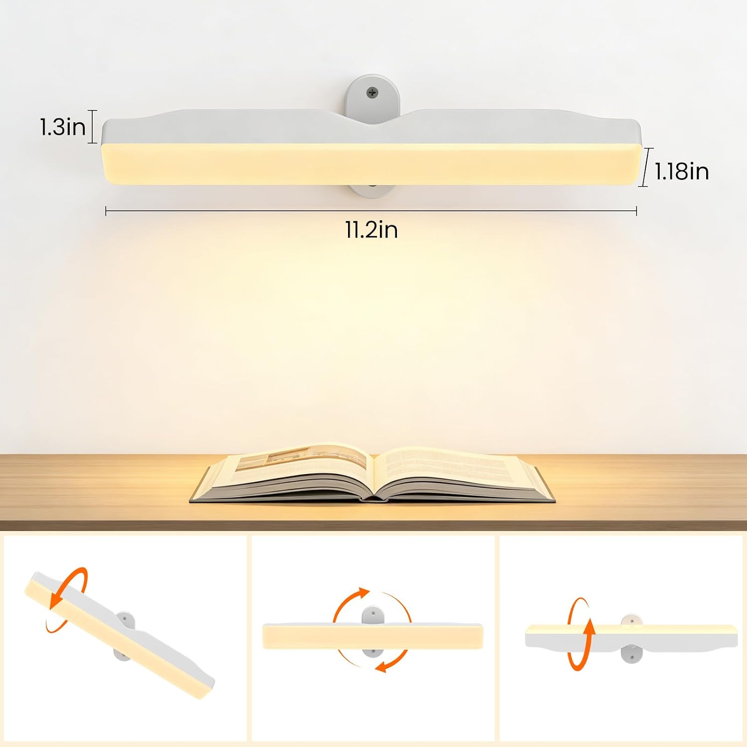 Battery Operated Wall Sconces Set of 2,Rechargeable Wall Lights 3 Color Temps & Remote and Touch, 360° Magnetic Rotation Dimmable Cordless Lamp for Bedroom Bathroom Mirror Reading Bedside