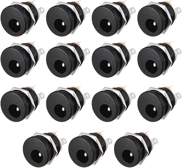 sourcing map DC-022 5.5mmx2.1mm DC Power Jack Socket 3 Pin Female Panel Mount Connector 15pcs