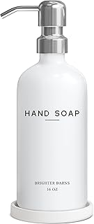White Glass Hand Soap Dispenser Bathroom Set by Brighter Barns - Bathroo...