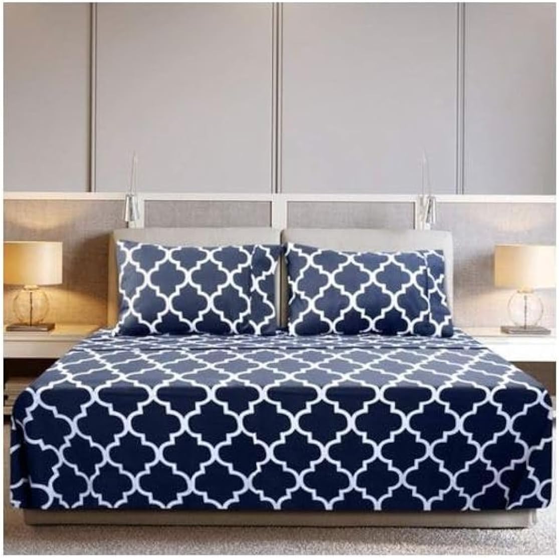 3Pieces Fitted Bed Sheet,Super soft Cotton bedsheet set include 1 fitted sheet (200x200cm) 2 pillowcase (50x75cm).Hotel Luxury Bedding Set, Deep Pocket, Wrinkle resistant, Hypoallergenic-(King) (Blue)