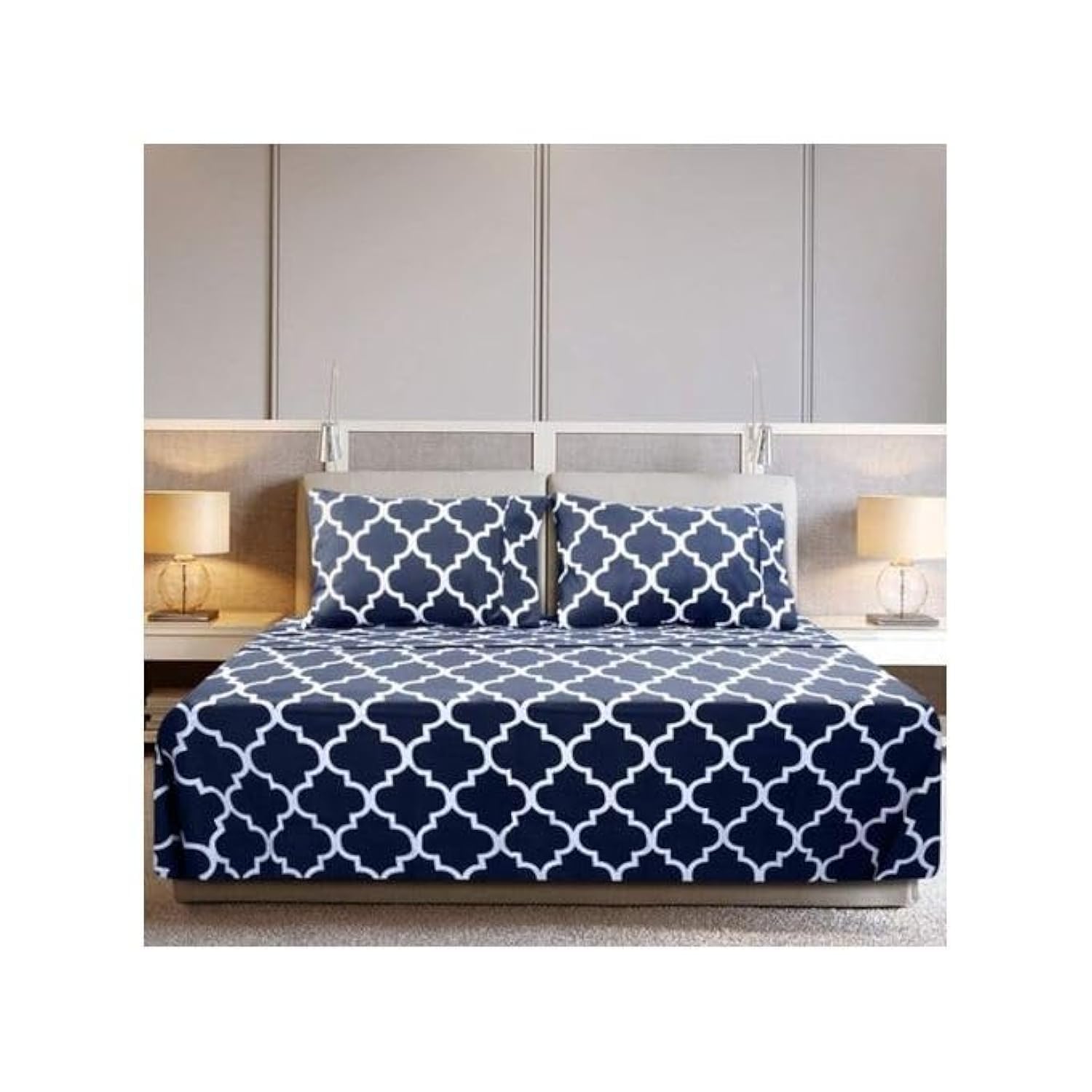 3Pieces Fitted Bed Sheet,Super soft Cotton bedsheet set include 1 fitted sheet (200x200cm) 2 pillowcase (50x75cm).Hotel Luxury Bedding Set, Deep Pocket, Wrinkle resistant, Hypoallergenic-(King) (Blue)