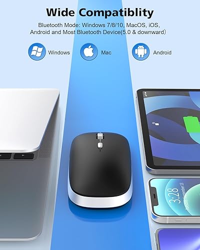 Miniatura 2 de PINKCAT - Ratón inalámbrico con 3 niveles de DPI sin ruido y silencio clic ratón óptico móvil portátil para portátil PC ordenador portátil MacBook -