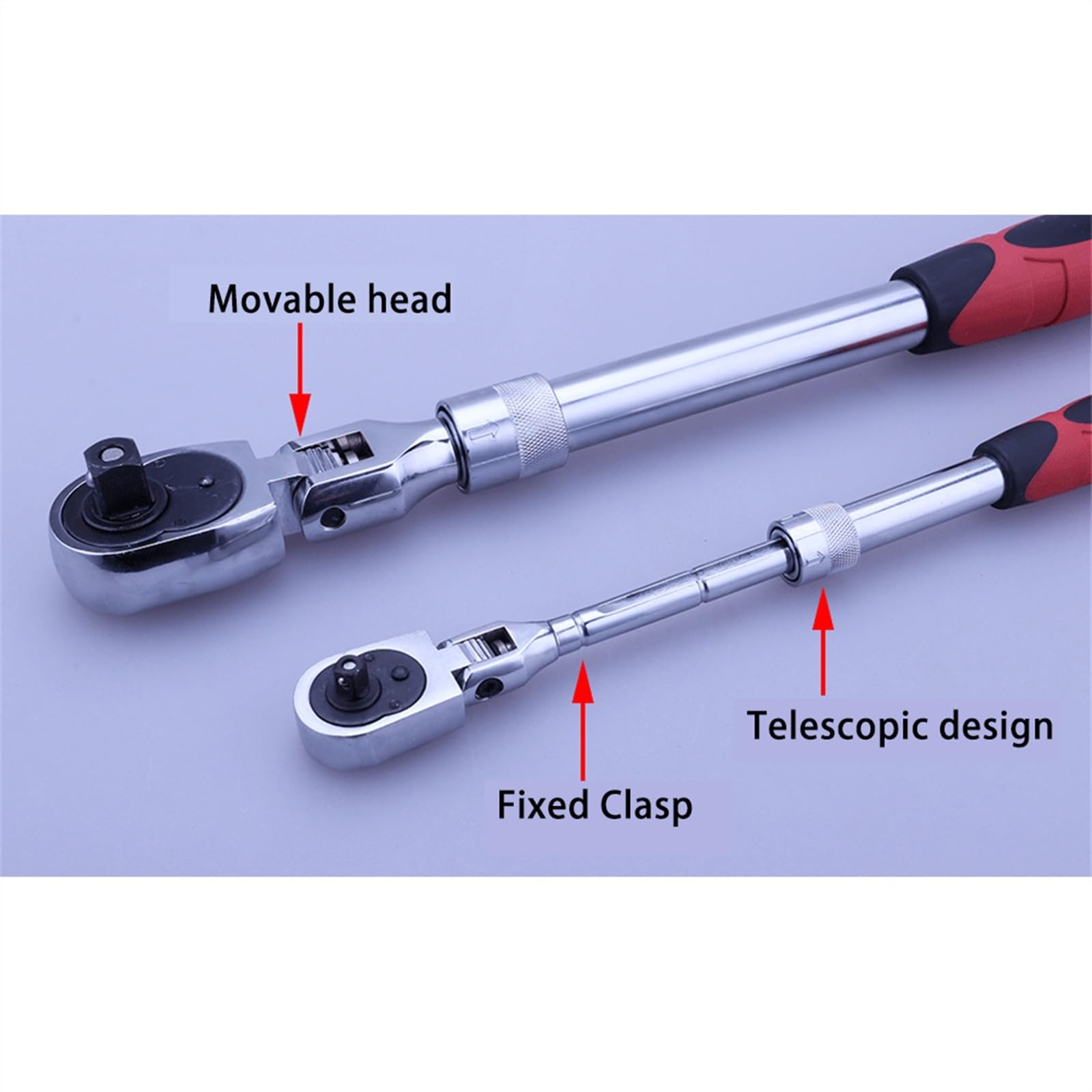 Trinquete Reversible,RáPida Llave De Carraca Llave de trinquete telescópica de 72 dientes, 1/4, 1/2, 3/8, liberación rápida automática, llave de trinquete con mango de andamio ajustable de 90 grados(1