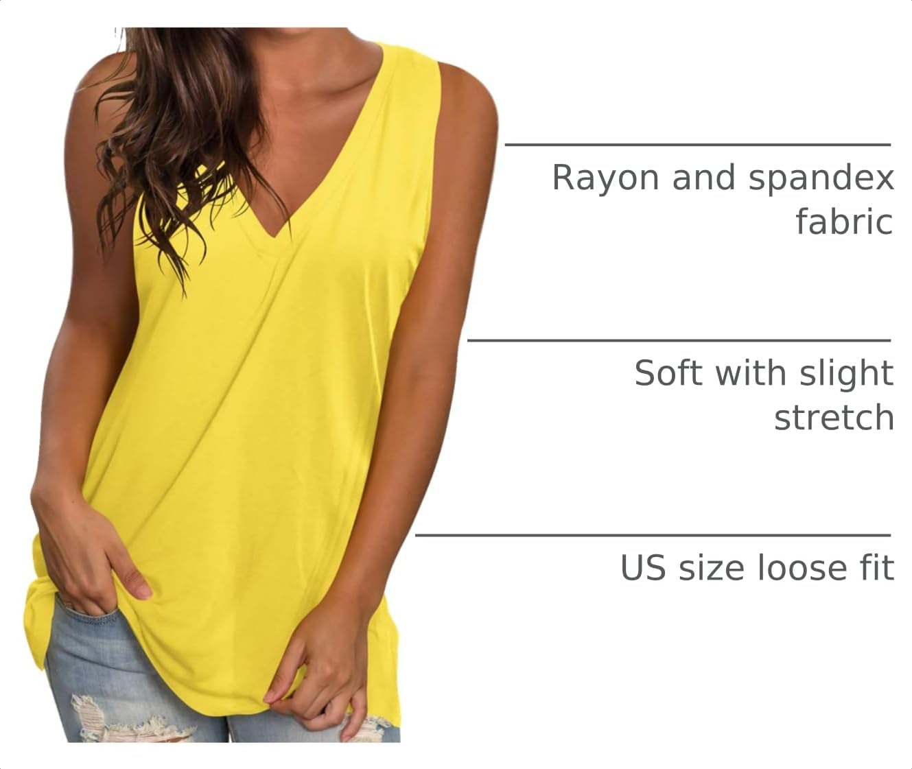 SAMPEEL Womens Summer Tank Tops Basic Tanks V Neck Sleeveless T Shirts Side Split image 4