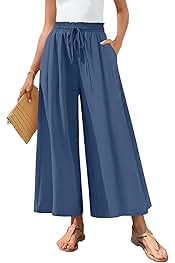 Women's Palazzo Pants Dressy Casual Wide Leg Slacks Elastic Waist with Pockets