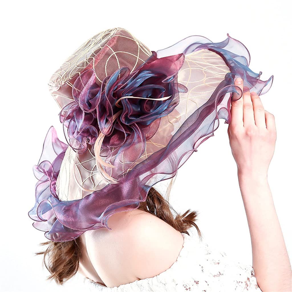 Cappello Cappello in Garza di Organza Cappello da Donna Cappello con Visiera Cappello a Tesa Larga Cappello da Sole da Donna