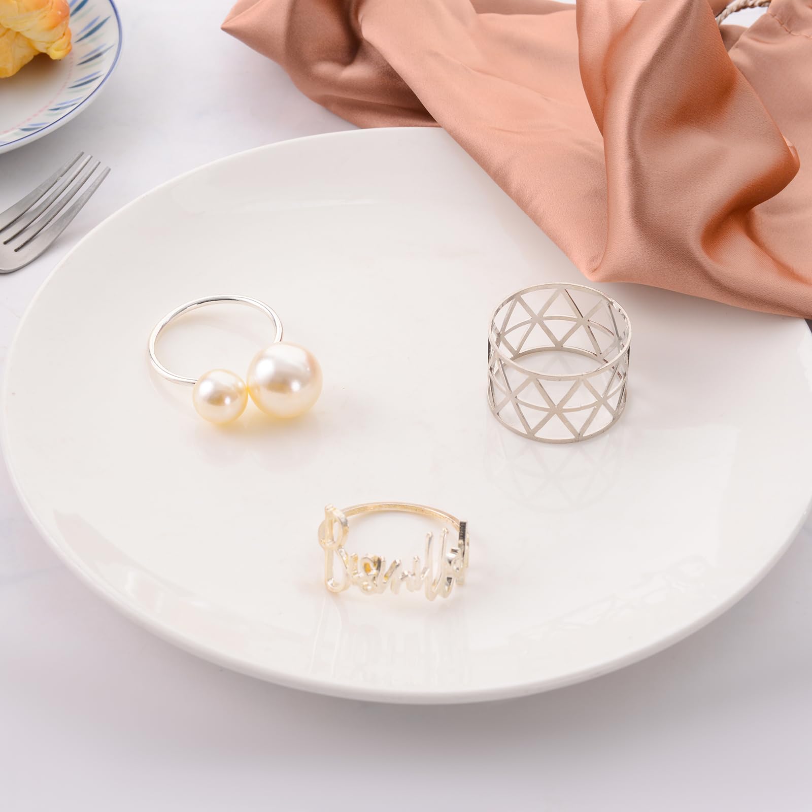 Silver Napkin Rings Set, Christmas Napkin Rings (20 PCS), no - Image 3
